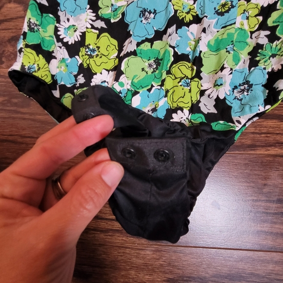 Zara NEW Green Blue Floral Bodysuit Peek Chest Long Sleeve Zipper Back NWOT XS - Picture 6 of 12